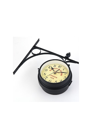 Mufunye Ev Dekorasyonu İçin İki Yönlü Retro Demir Duvar Saati - Siyah, Salonun Zenginleşmesi İçin Kreatif Takı Tasarımı Siyah