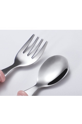 Moveevo Çocuklar İçin 304 Paslanmaz Çelik Çatal Kaşık Kutusu Seti - Yeşil Desenli, El Tutması Kolay, Hediye İçin Uygun Yeşil