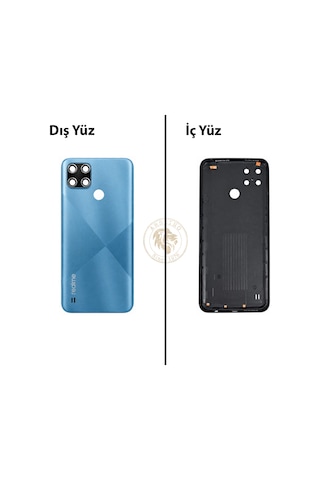 Oppo Kapak Realme C21y Mavi Arka Kapak Arka Cam Batarya Kapağı Lazer Kesim Kapak Pil Kapağı Back Cover Çok Renkli