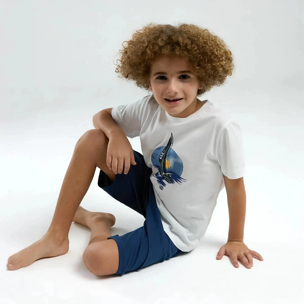 Arnetta 3314c Baba/oğul İkili Yazlık Pijama Takım Beyaz