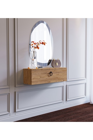 80 Cm Duvara Monte Ahşap Makyaj Masası Organizatör Modern Dresuar Ahşap