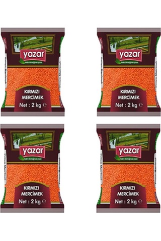 Yazar Yerli Kırmızı Mercimek 4 x 2 KG