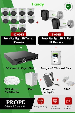 Tiandy 12 Kameralı Full Sistem Paketi