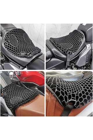 Tex Motor Motosiklet Konfor Sele Pedi - 3d Jel Petek Yapılı Darbe Emici Nefes Alabilir Sele Yastığı Üniversal