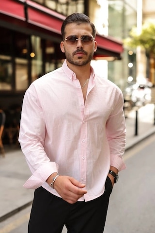 Valensdesign Erkek Fresh Keten Gömlek Pembe