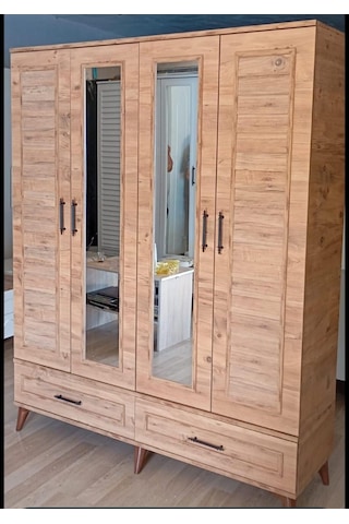 Panjur Ceviz 4 Kapılı Dolap