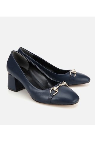 Hotiç Kadın Lacivert Gold Tokalı Kalın Topuklu Ayakkabı 01ayh314840a680 01ayh314840a680 Lacivert