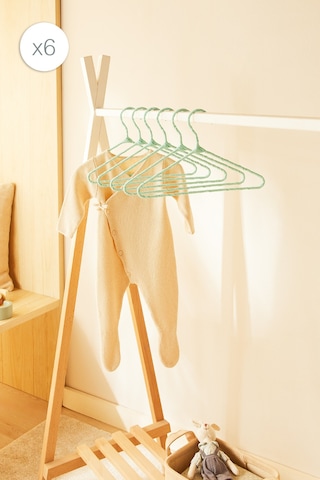 Ocean Home Textile 6'lı Mint Renk Kumaş Kaplı Metal Bebek Giysi Askısı19.5 X 30 X 0.3 Cm Yeşil