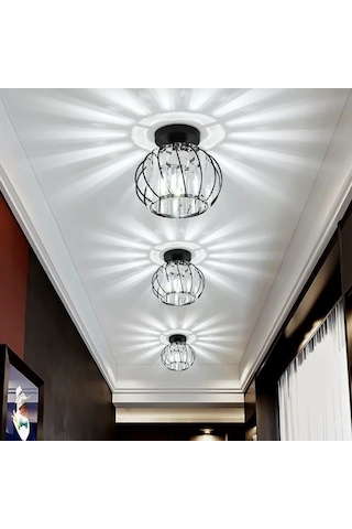 Luna Lighting Luxury Plafonyer Siyah Kristal Taşlı Avize LUNA-EG-1S Siyah