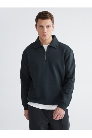 Lcw Vision Antrasit Polo Yaka Erkek Kalın Sweatshirt