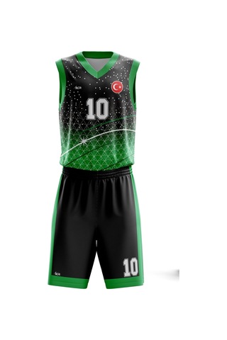 Basketbol Forması Yeşil & Siyah Model B2402 - Kişiye Özel İsim Ve Numara Yazılabilir Dijital Baskı Yeşil