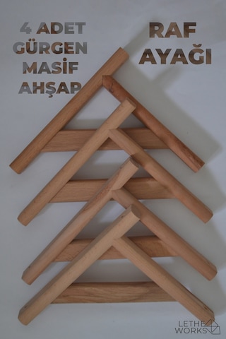 Raf Ayağı, Gürgen Ahşap 4 Adet Natural