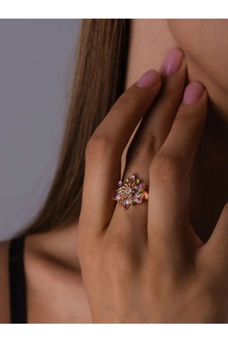 Lamponi Altın Kaplama Yonca Yüzük, Ayakta Ağırlık Taşlı 925 Gümüş 114414684 Altın