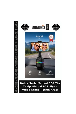 Delux Serisi Tripod 360 Yüz Takip Gimbal P03 Siyah Video Standı İçerik Aracı