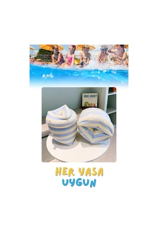 Mavi Çizgi Desen Her Yaşa Uygun Yürüyen Kolluk, Şişme Deniz Havuz Yüzme Kolluğu, Yüzme Ekipmanları