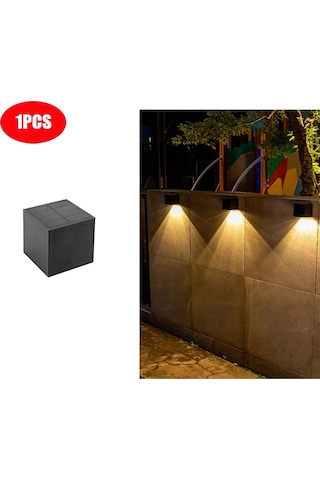 Led Güneş Işığı Açık Bahçe Kare Duvar Lambası Açık Avlu Bahçe Altın - Siyah