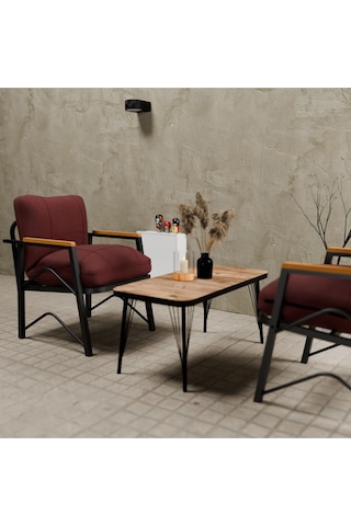 Mb Garden Furnıture Simetri Model, Balkon,mutfak, Bahçe, Cafe, Metal Koltuk Takımı, Bahçe Takımı , Çay Seti, 1+1+sehpa Bordo