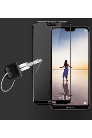 Huawei P20 Ekranı Tam Kaplayan Düz Cam Koruyucu 001