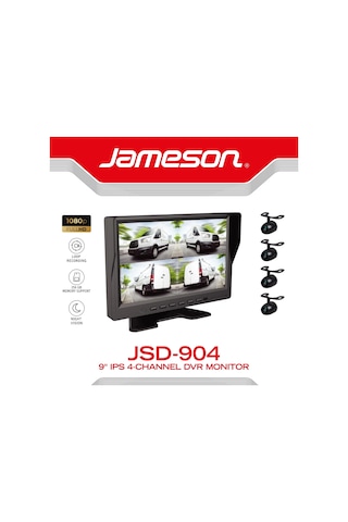 Jameson 4 Kanal Ips 9" Dvr Monitör - Jameson Jsd-904 - 4 Kameralı , Hareket Sensörlü Dvr Kamera