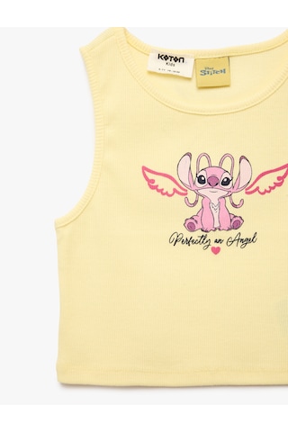 Koton Lisanslı Stitch Baskılı Kaşkorse Kolsuz Bisiklet Yaka Atlet Sarı 6skg30072ak