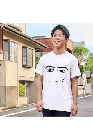 Alpşan Ticaret Roblox Face Man Tişört Beyaz Unisex Tshirt Roblox Tişört Beyaz