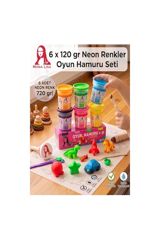 Oyun Hamuru 6 Renk 1 Paket Monalisa 6 Lı Neon Renk Oyun Hamuru Kurumaya Karşı Dirençli Okul Öncesi Kreş Yumuşak Çok Renkli