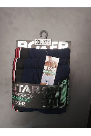 Star 3lü Erkek Süpersoft Bambu Boxer Lacivert