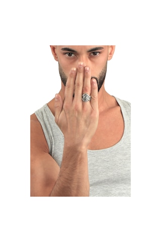 Erkek Antik Gümüş Kaplama Ayarlanabilir Zülfikar Zihgir Yüzük Gümüş