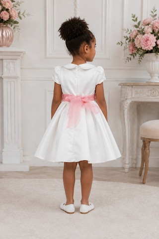 Babyhola Kız Çocuk Sade Beyaz Saten Abiye Elbise Balo Elbisesi 7152 Pembe