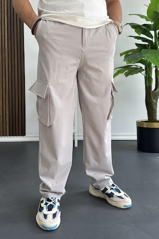 Edwoxmen Erkek İnce Baggy Kalıp Kargo Pantolon Gri Edw173-gri Gri