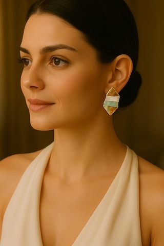 Renkli Geometrik Tasarım Küpe - Modern Ve Canlı Çok Renkli