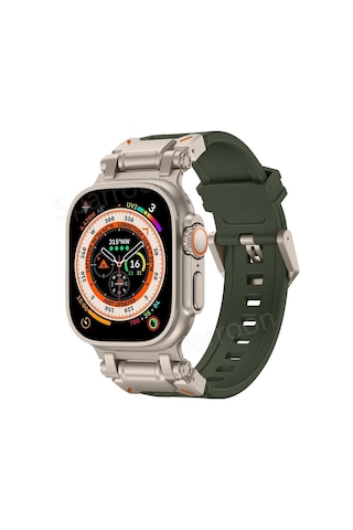Apple Uyumlu Watch Ultra 1/2 49mm Titanyum Metal Bağlantı Kitli Silikon Kordon 101