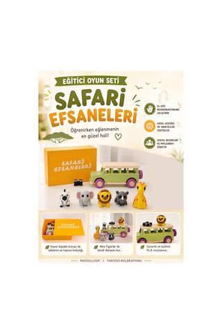 Safari Oyun Seti Montessori İlhamlı Eğitici Oyuncak Hayvan Ve Aksesuarlar, Aslan Zürafa Zebra Fil Gergedan Safari Efsaneleri