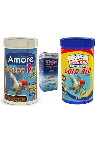 Goldy Mix Granules ve Red 1000ml Japon Balığı Yemi, Vitamin