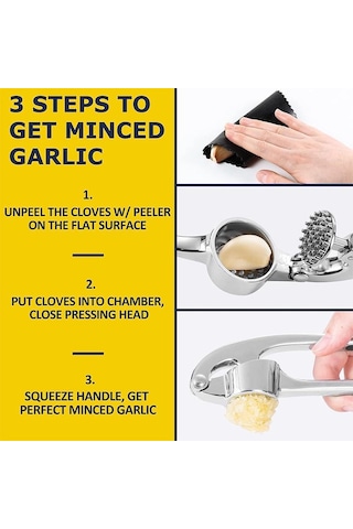 Lmetjma Premium Sarımsak Presi Paslanmaz Çelik Sarımsak Doğrayıcı Sarımsak Ezici Sıkması Ve Temizlemesi Kolay Mutfak Aletleri Jt202 Altın