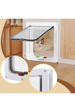 Suntek Kedi Kapısı 4 Yönlü Kilitli Evcil Hayvan Pencere Duvar