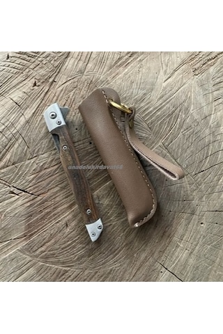 Alaska Damascus Çelik Cep Çakısı Kamp Çakı Avcı Bıçagı Cep Bıçak 22cm Kahve Gri Kahverengi - Gri