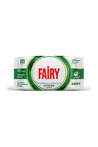 Fairy Power Wipes Yüzey Temizleme Mendili 100 Yaprak Beyaz Sabun Beyaz Sirke & Karbonat Tekli