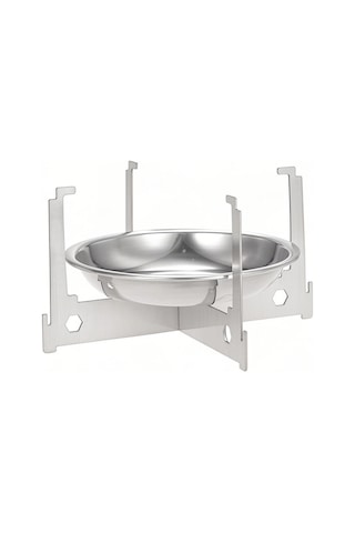 Yifomall Küçük Çekirdekli Alkol Isıtma Tepsisi İle Katlanabilir Tutucu, Dış Mekan Kampı Ve Ev Kullanıma Uygun, Çelik Malzeme, 40ml Kapasite Gümüş