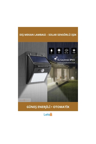 Hareket Sensörlü Güneş Enerjili Dış Mekan Lambası