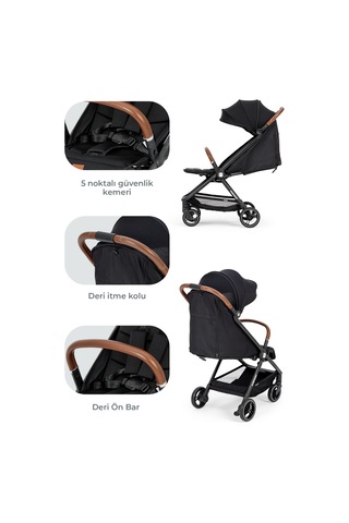 Kanz Instreet Autofold Travel Sistem Bebek Arabası Siyah Antrasit - Siyah