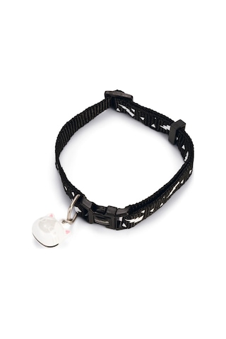 Hnrlıshp Beeztees Kedi Boyun Tasması, Zilli, Siyah, 20-30cm
