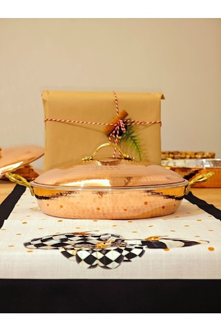 Modabakır Bakır Karnıyarık,pilav Tencere 27 Cm Model:852456lk5 Kahverengi