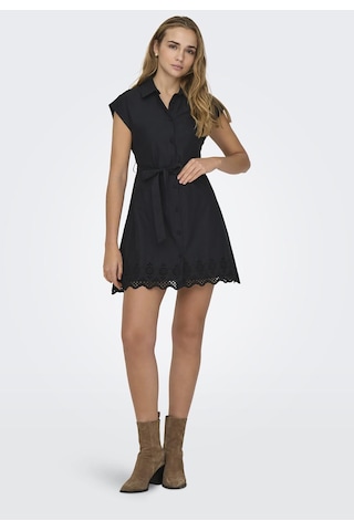 Only Kadın Onllou Belden Bağlamalı %100 Pamuk Mini Elbise 15314411 Siyah