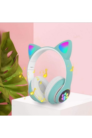 Jeemson Kedi Kulaklıklı Bluetooth 5.0 Oyun Kulaklığı, Gürültü Engelleme Mikrofon, Led Işık, 400mah Pil, Fm/tf Desteği, Çocuk Ve Yetişkinler İçin