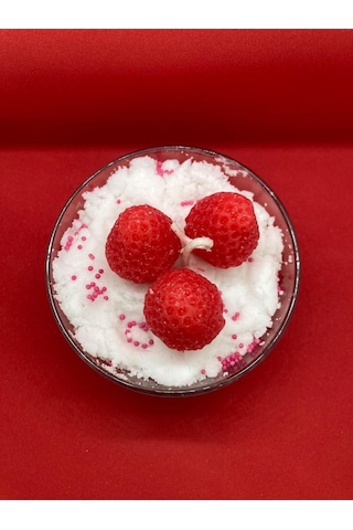 El Yapımı Candles Strawberry Cupcake Çilekli Mum Aromaterapi Koku 001