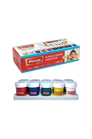 Akrilik Boya 10 Renk 25 ml 1 Paket Akrilik Boya Seti 10 Lu Kağıt Tuval Ahşap Cam Duvar Metal Boyama