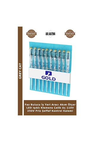 Faz Bulucu İş Yeri Aracı Akım Ölçer Led Işıklı Klemens Çelik Uç 110v 250v Priz Şeffaf Kontrol Kalemi