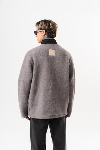 Respire Erkek Zip Oversize Teddy Ceket Gri