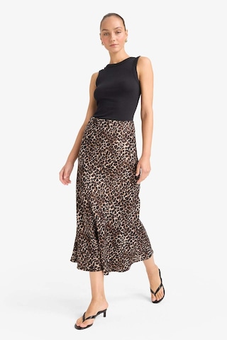 Defacto A Kesim Normal Bel Leopar Desenli Saten Midi Etek D7648ax25aubk27 Siyah